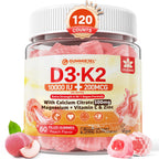 Vitamin D3 K2 Gummies 5000IU / 10,000 IU with 500mg Calcium + K2 (MK-7), Magnesium, Vitamin C & Zinc, For GLP-1 Users, Extra Strength - Ultimate Absorption for Bones, Muscles & Teeth, Vegan, 60Count
