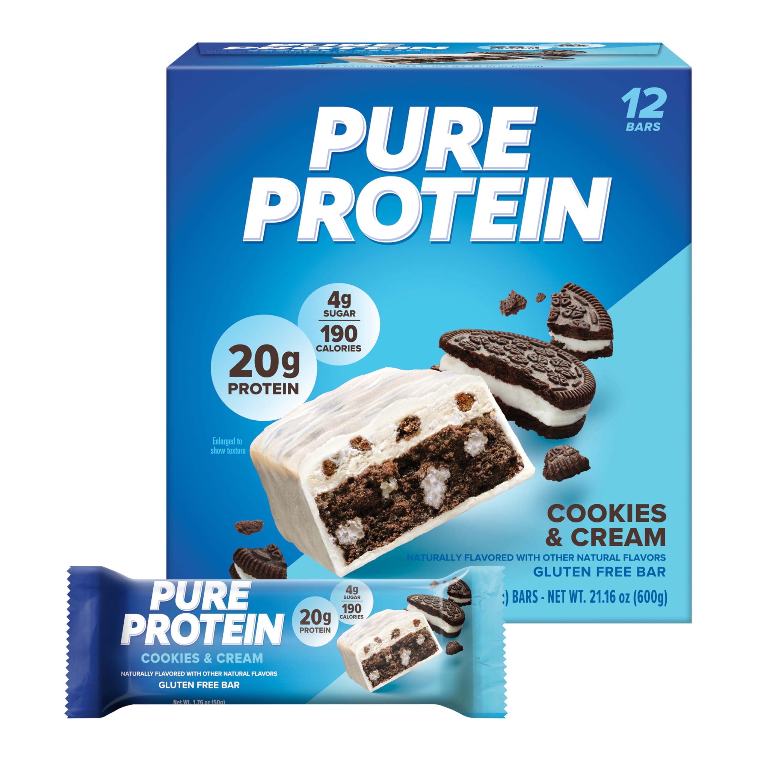 Buy now Pure Protein Chocolate Peanut Caramel Protein Bars â€“ 20g Protein, 3g Sugar, 190 Calories (12 count) Low Sugar* High Protein Snack - Gluten Free - Perfect for a Healthy Snack at indiglob india