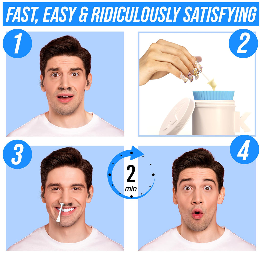 KENASHII Nose Wax Kit | 100 g Wax, 24 Applicators | The Original & Best Nose and Ear Hair Removal Kit from Kenashii | Nasal Waxing For Men and Women | Includes Balm Wipes, Mustache Guards, Storage Bag