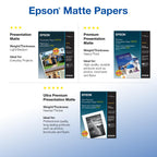 Epson Ultra Premium Presentation Paper (8.5x11 Inches, 50 Sheets) (S041341),White , matte finish