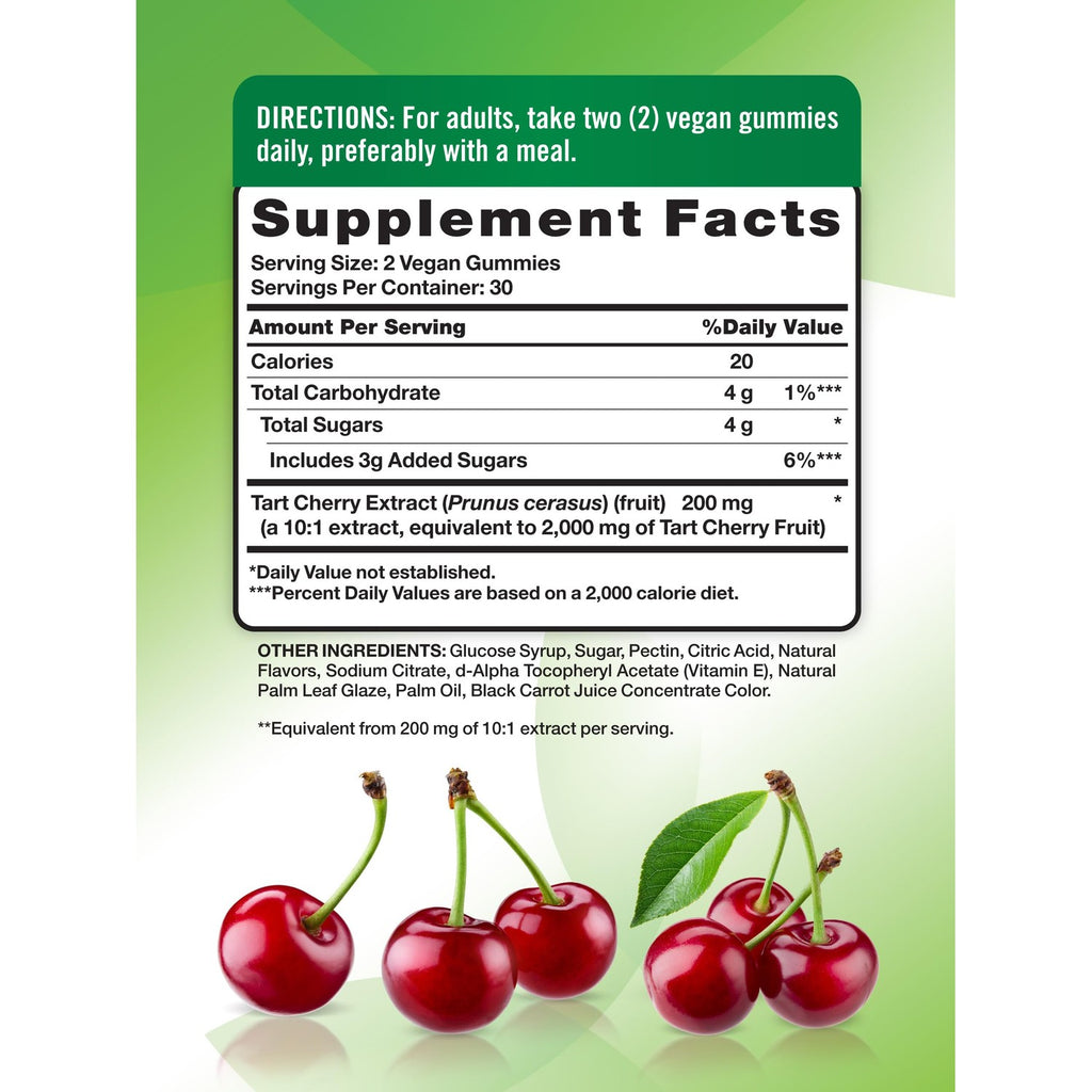 Nature's Truth Tart Cherry Gummies | 60 Count | Vegan, Non-GMO & Gluten Free Supplement | Cherry Flavor | Vegan, Non-GMO & Gluten Free Supplement | Cherry Flavor