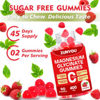 Magnesium Glycinate Gummies 400mg, Sugar Free Magnesium Gummies for Sleep, Muscle Support and Relaxation, Calm Magnesium Supplements for Women and Men, 90 Count
