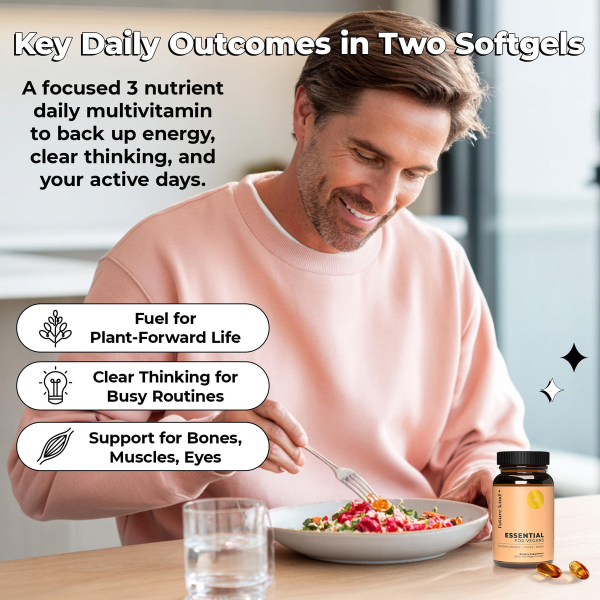 Future Kind 3-in-1 Daily Multivitamin for Women & Men, Vegan, 60ct