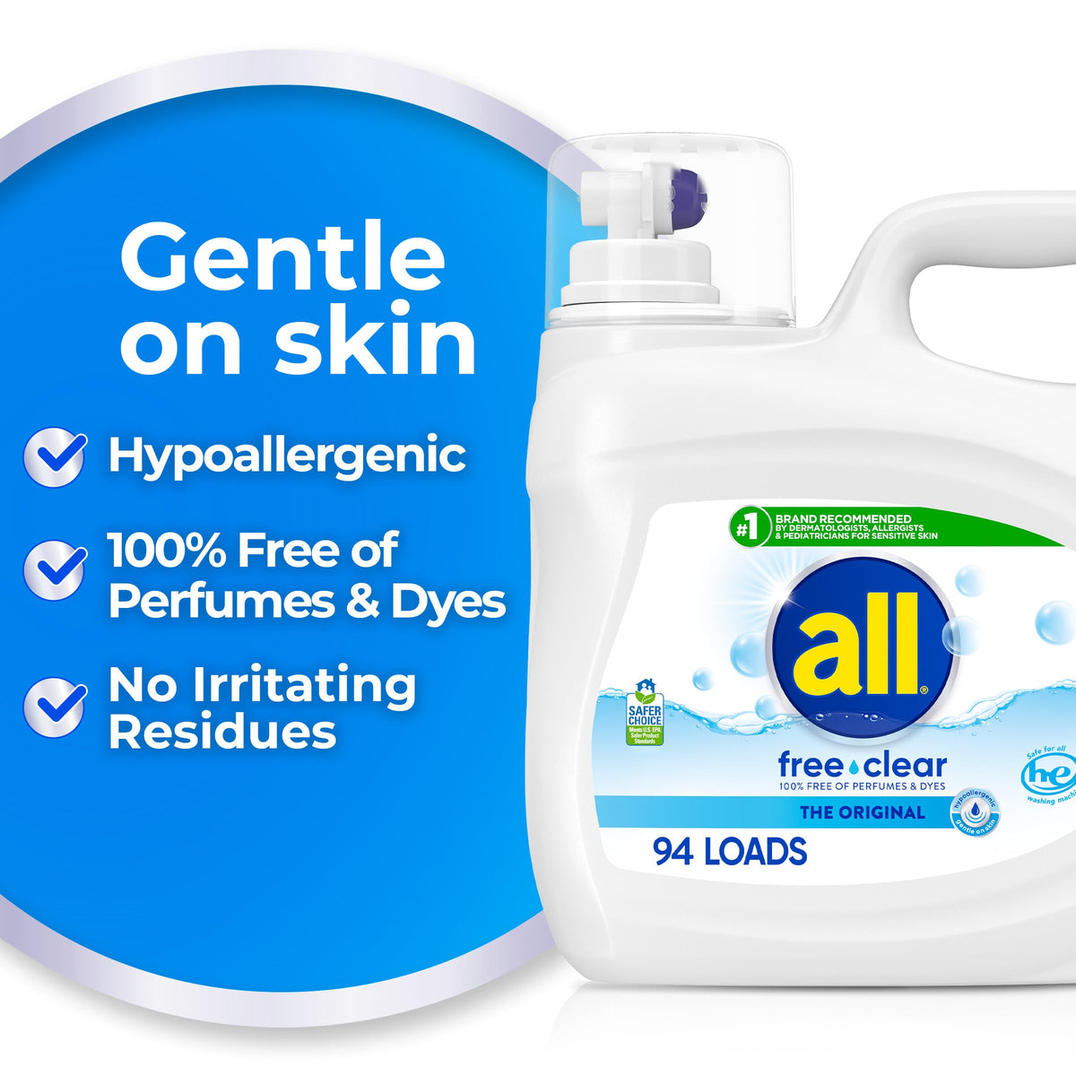 all Liquid Laundry Detergent Free Clear, 118 Ounce, 94 Loads