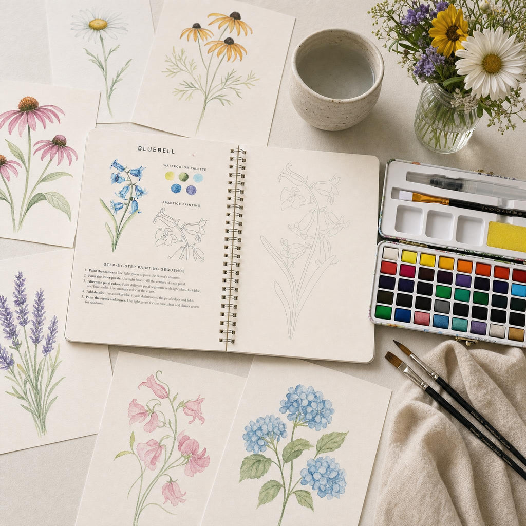 Beautiful Watercolor Workbook Paint Set for Beginners - Palette Kit