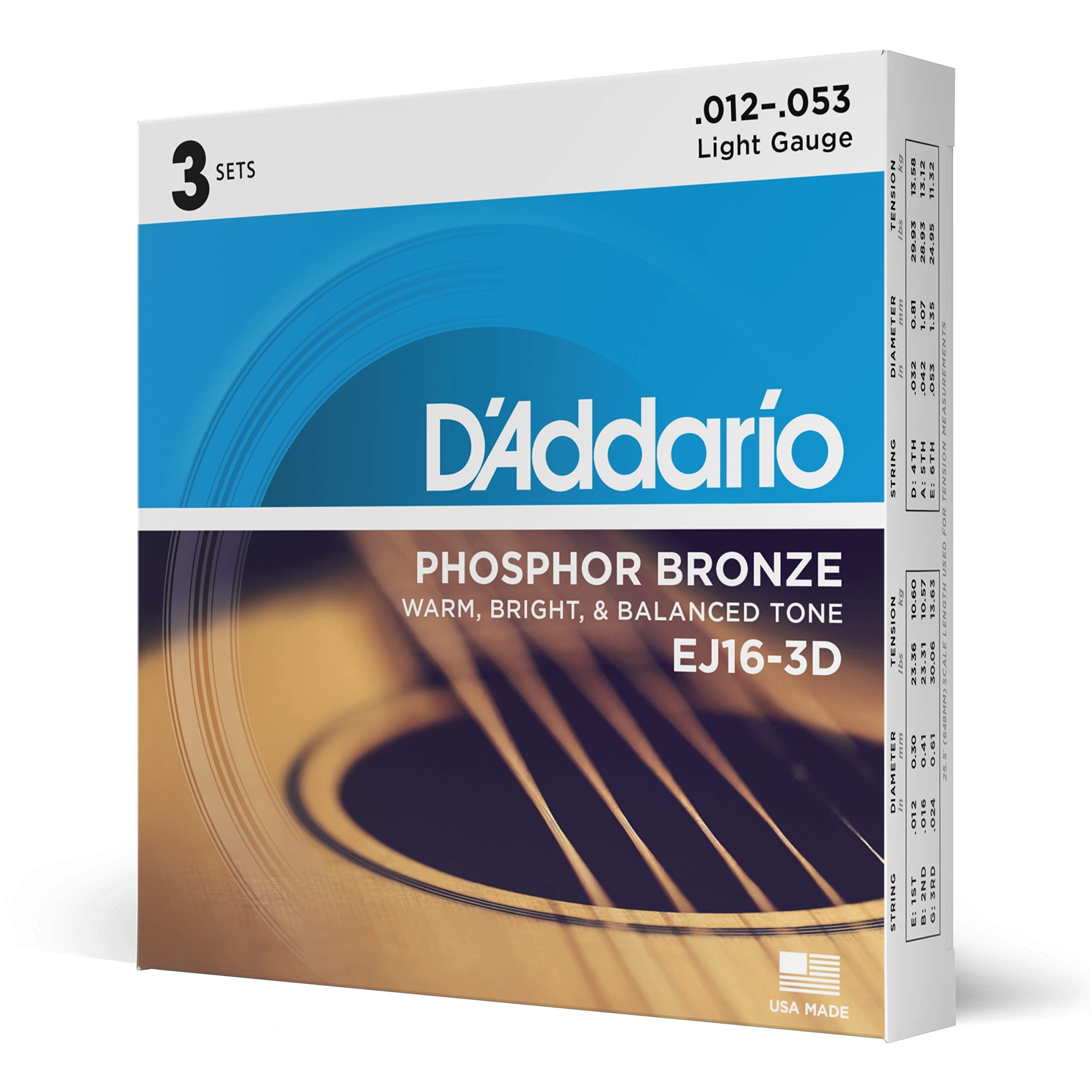 Buy now D'Addario Acoustic Guitar Strings, Phosphor Bronze, EJ42, Resophonic Medium Gauge 16-56, 6-String Set, Pack of 1 3-Pack Light, 12-53 at indiglob india