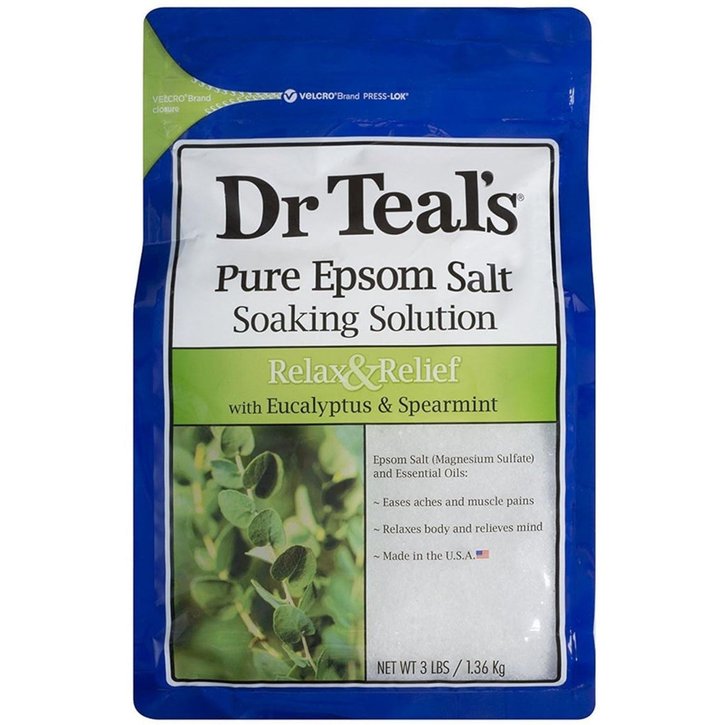 Buy now Dr Teal's Epsom Salt Bath Soaking Solution, Eucalyptus and Lavender, 2 Count, 3lb Bags - 6lbs Total at indiglob india