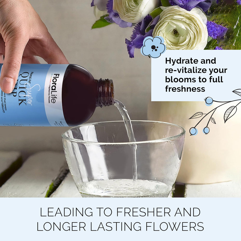 FloraLife Quick Dip Solution for Boosting Fresh-Cut Flowers Hydration, 8oz