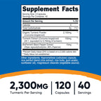 Nutricost Turmeric Curcumin with BioPerine, 2300mg, 120 Capsules, GMO-Free | 95% Curcuminoids, Veggie Capsules, 767mg Per Cap, Gluten Free