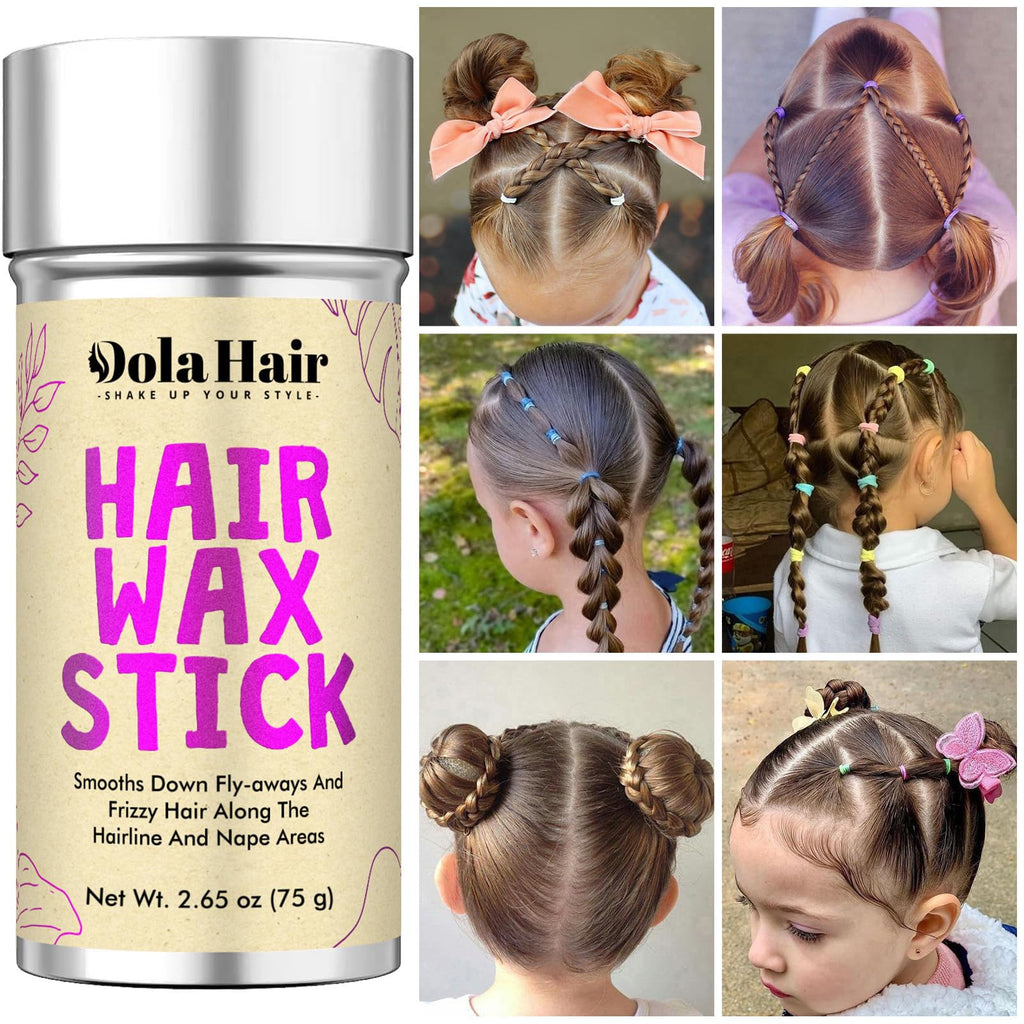 Dolahair Portable Travel Hair Wax Stick - Slick Hair Pomade with Smoothing Brush for Women, Kids & Girls' Hair Styling