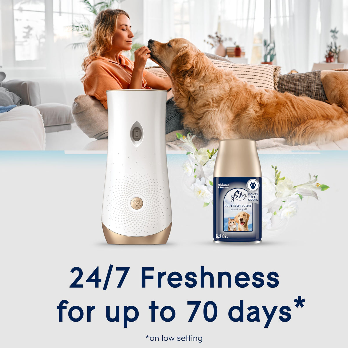 Glade Automatic Spray Refill, Pet Fresh Scent, Scented Air Freshener for Home and Bathroom, 6.2 Oz, 3 Count