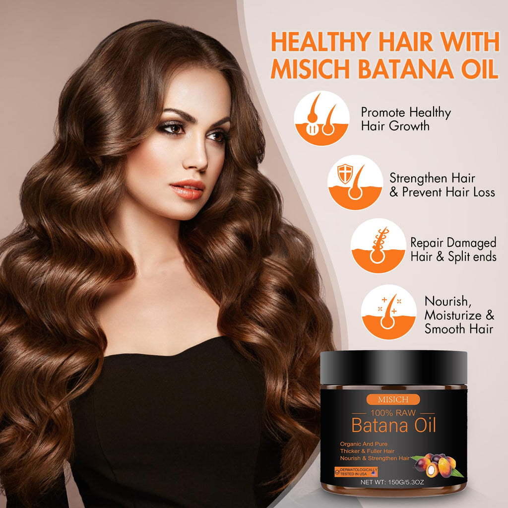 MISICH Raw Batana Oil for Hair Growth, 100% Natural Pure Botana Oil Paste from Honduras, Unrefined Organic Batana Hair Mask for Prevent Hair-Loss, Enhances Thickness for Men & Women 5.3 oz