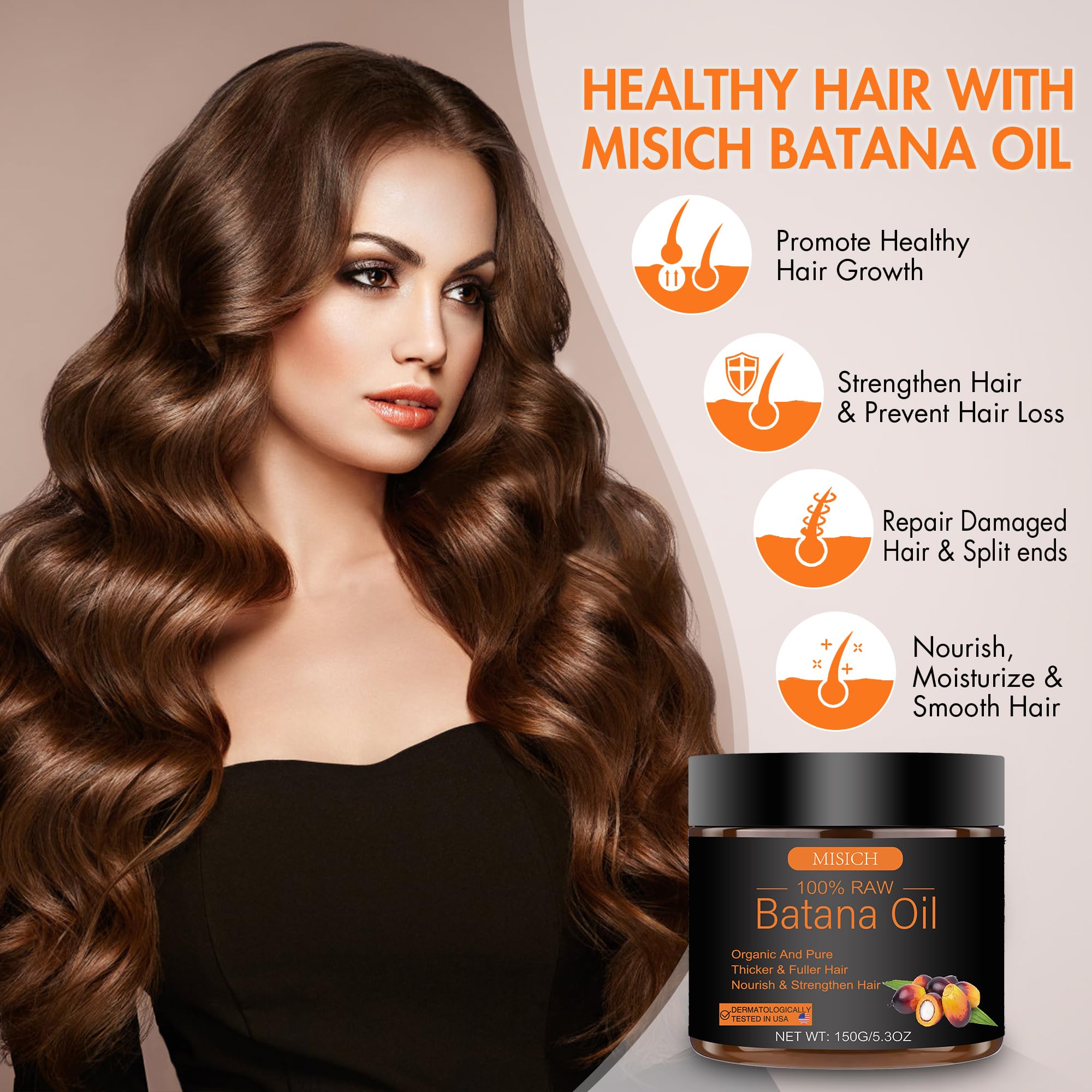 MISICH Raw Batana Oil for Hair Growth, 100% Natural Pure Botana Oil Paste from Honduras, Unrefined Organic Batana Hair Mask for Prevent Hair-Loss, Enhances Thickness for Men & Women 5.3 oz