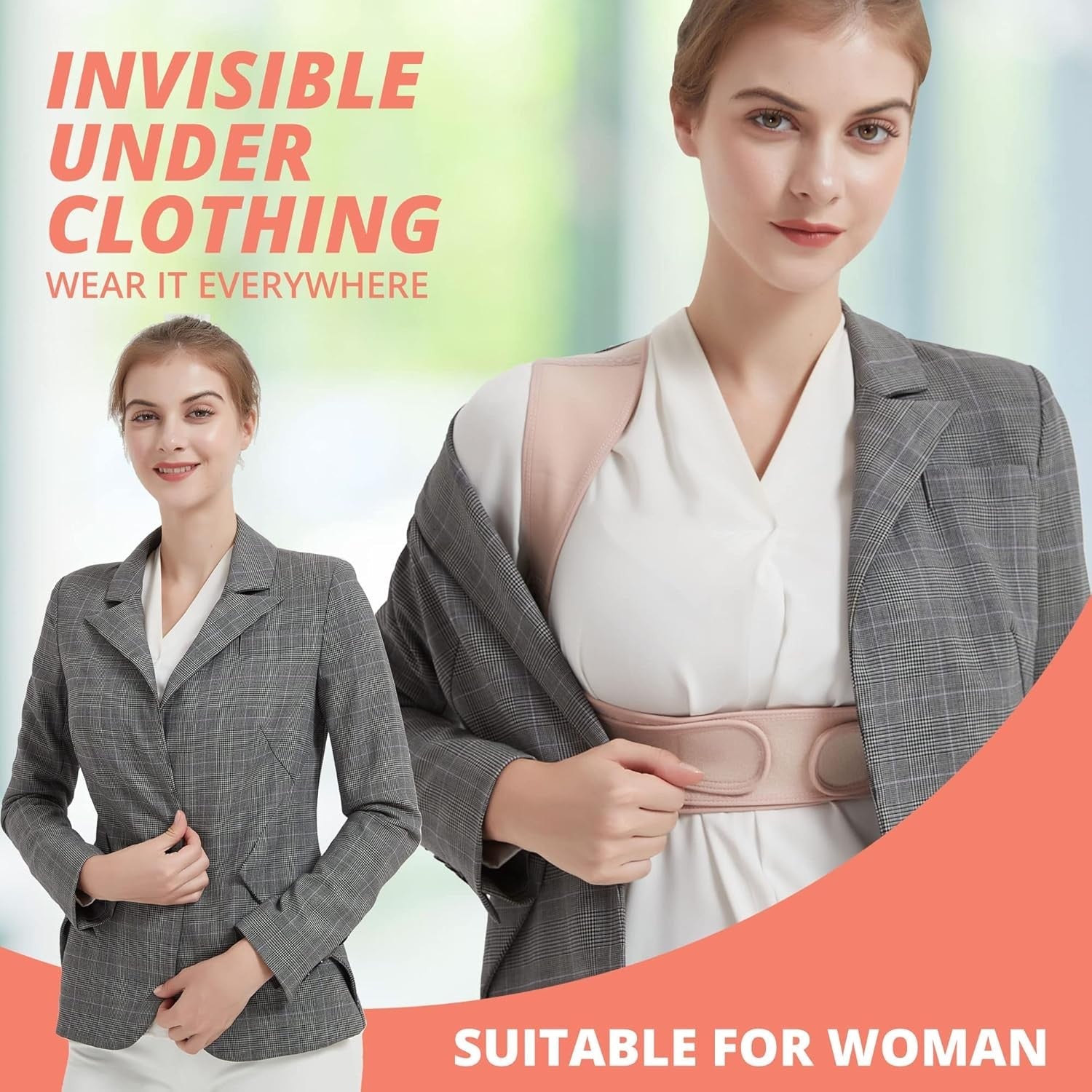 Buy now Posture Corrector for Women and Men, Adjustable Upper Back Brace for Posture Hunchback Support and Providing Pain Relief from Neck, Shoulder, and Upper Back (Small/Medium) at indiglob india