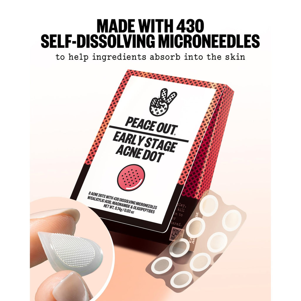 PEACE OUT Early Stage Acne Microneedling Hydrocolloid Dots (8 Count)