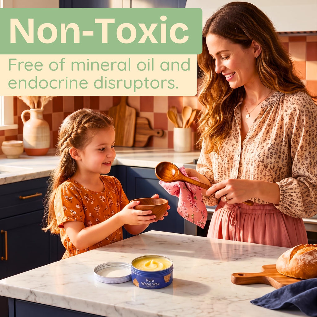 Non-Toxic Wood Wax, Mineral Oil Free, Made of Beeswax & Natural Oils, 7 oz