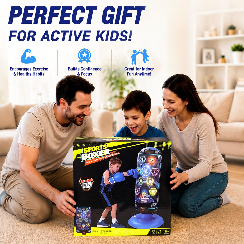 Punching Bag for Kids, Cyberpunk Boxing Set with LED Scoring