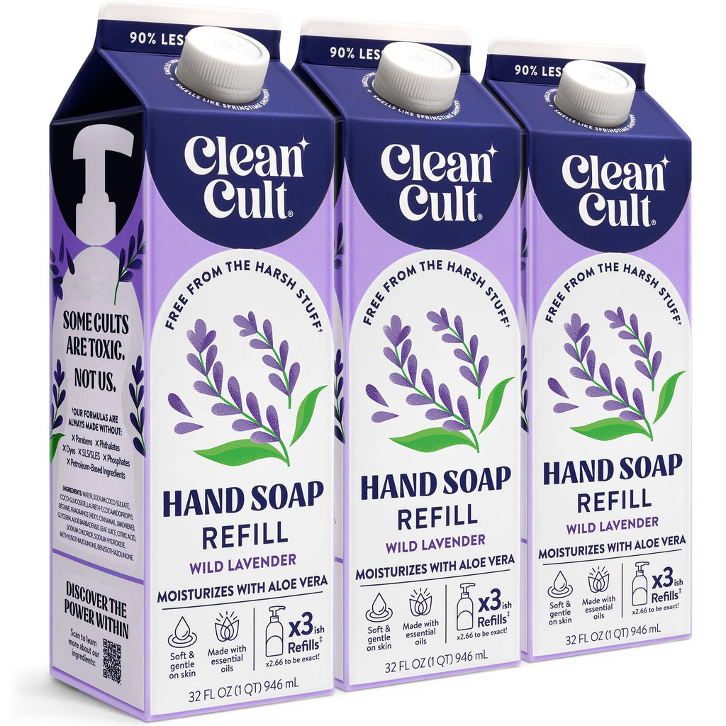 Buy now Cleancult Liquid Hand Soap Refills - Moisturizes Dry & Sensitive Skin - Made with Aloe Vera & Lavender Essential Oils - Wild Lavender - Eco Friendly - Paper-Based Packaging - 32 oz/2 Pack at indiglob india