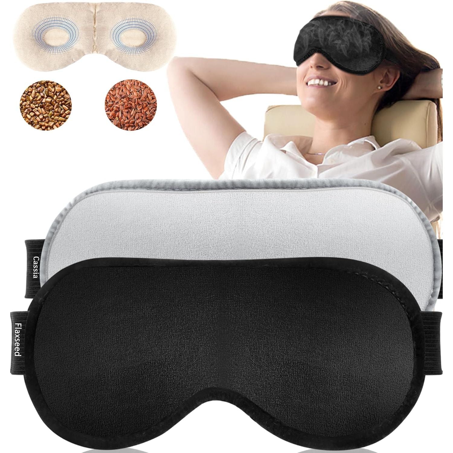 Buy now Heated Eye Mask (2-Packs), Moist Warm Compress Microwave with Flaxseed Cassia Seed, Weighted Eye Mask for Sleeping, Dry Eyes, Stye Eye Treatment, Relief Eye Fatigue (Black&Grey) at indiglob india