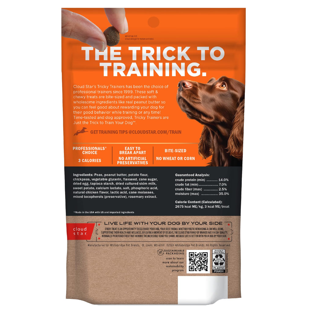 Cloud Star Tricky Trainers Dog Treats Grain Free Peanut Butter 5 oz