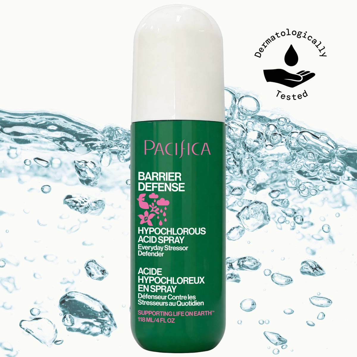 Pacifica Hypochlorous Acid Spray for Face and Skin; Barrier Defense Facial Mist | Soothe Redness, Acne, Eczema, Irritation | HOCl Non-Toxic Clean Formula Facial Cleanser Spray | Fragrance-Free, Vegan