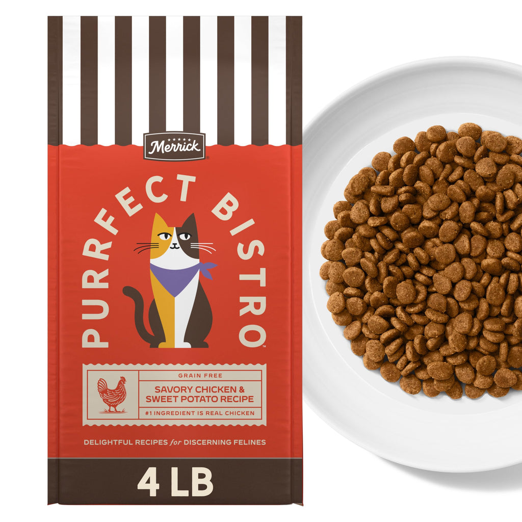 Merrick Purrfect Bistro Natural Dry Cat Food for Adult Cats, 4 lb. Bag