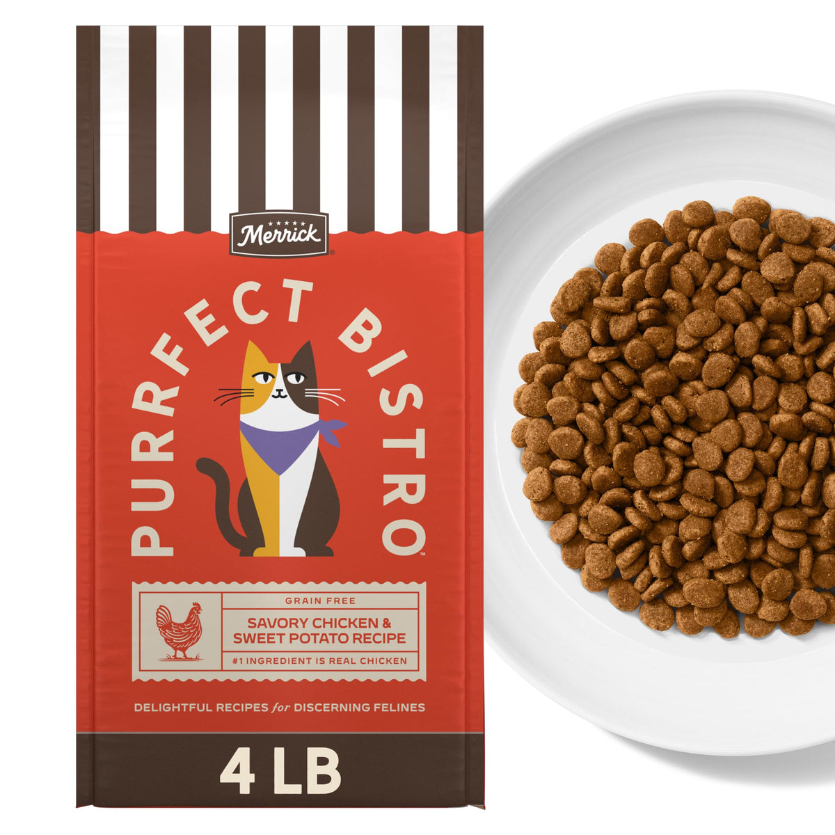 Merrick Purrfect Bistro Natural Dry Cat Food for Adult Cats, 4 lb. Bag