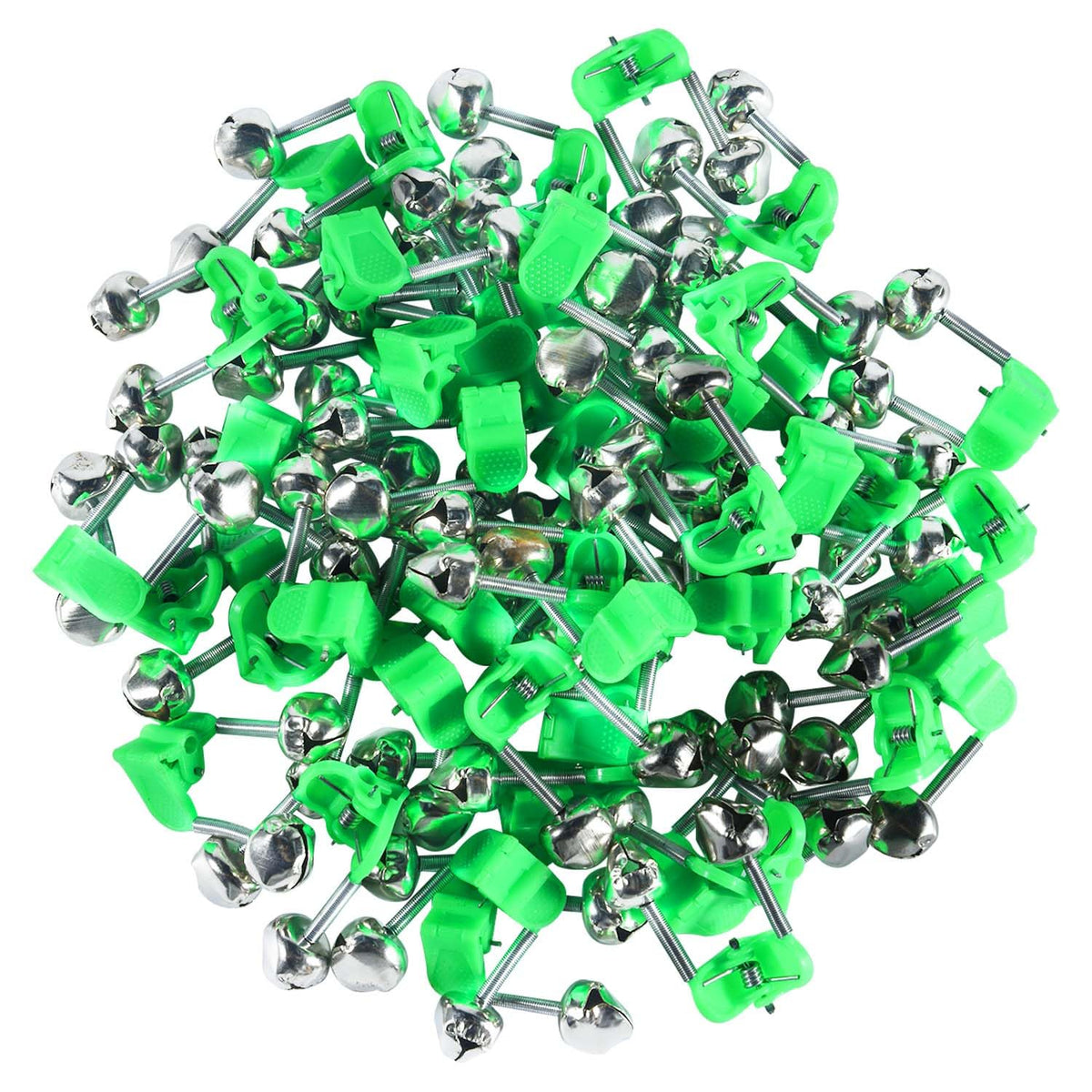 KISEER 50 Pcs Plastic Fishing Bells Clips Fishing Rod Alarm with Dual Alert Bells