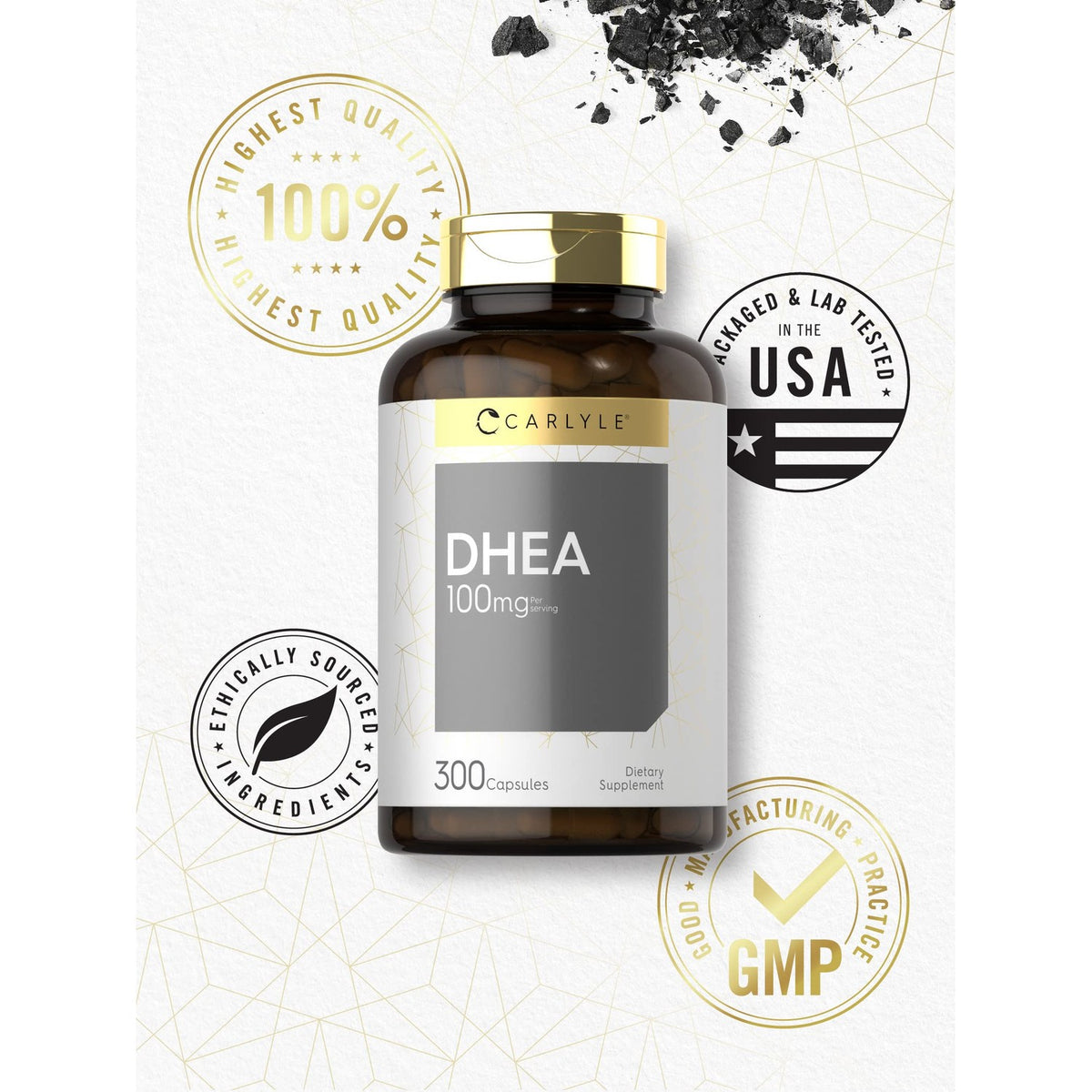 Carlyle DHEA 100mg Supplement | 300 Capsules | for Women and Men