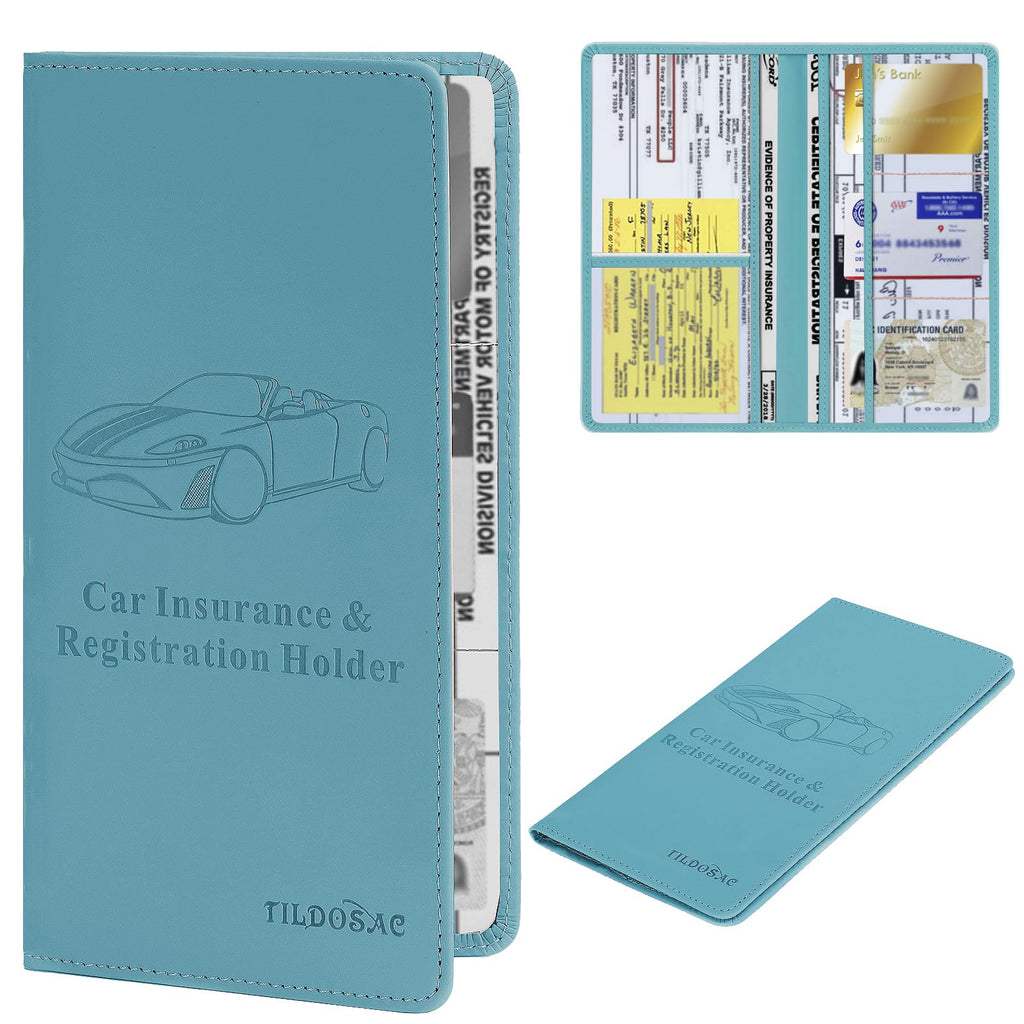 Buy now Leather Car Registration and Insurance Card Holder, Car Document Holder for Cards License with Magnetic Shut (Black, large) at indiglob india
