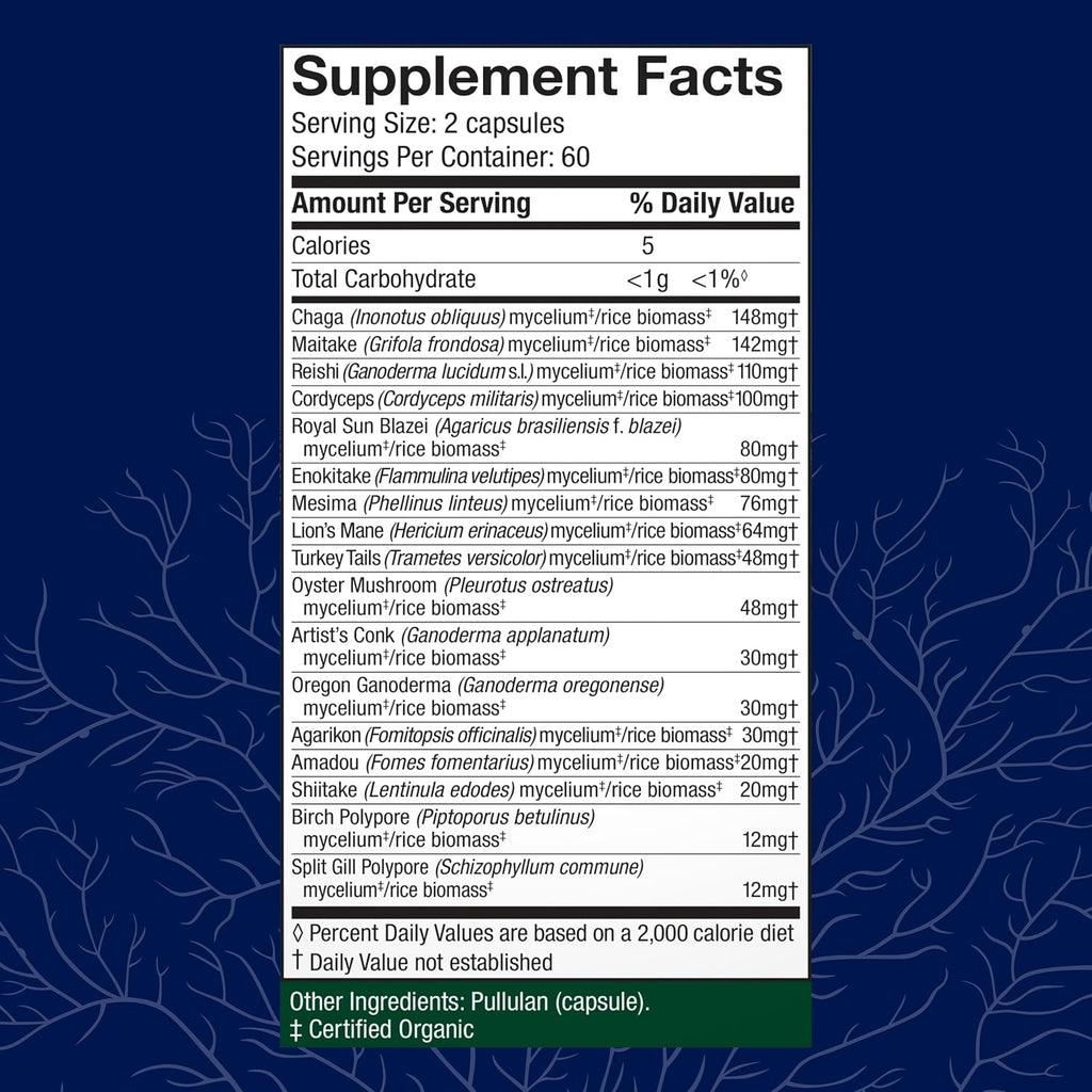 Buy now Host Defense MyCommunity Capsules - 17 Species Blend Mushroom Supplement for Immune Support - Herbal Aid with Lion's Mane, Reishi. Chaga, Cordyceps, Turkey Tail & More - 120 Capsules (60 Servings)* at indiglob india