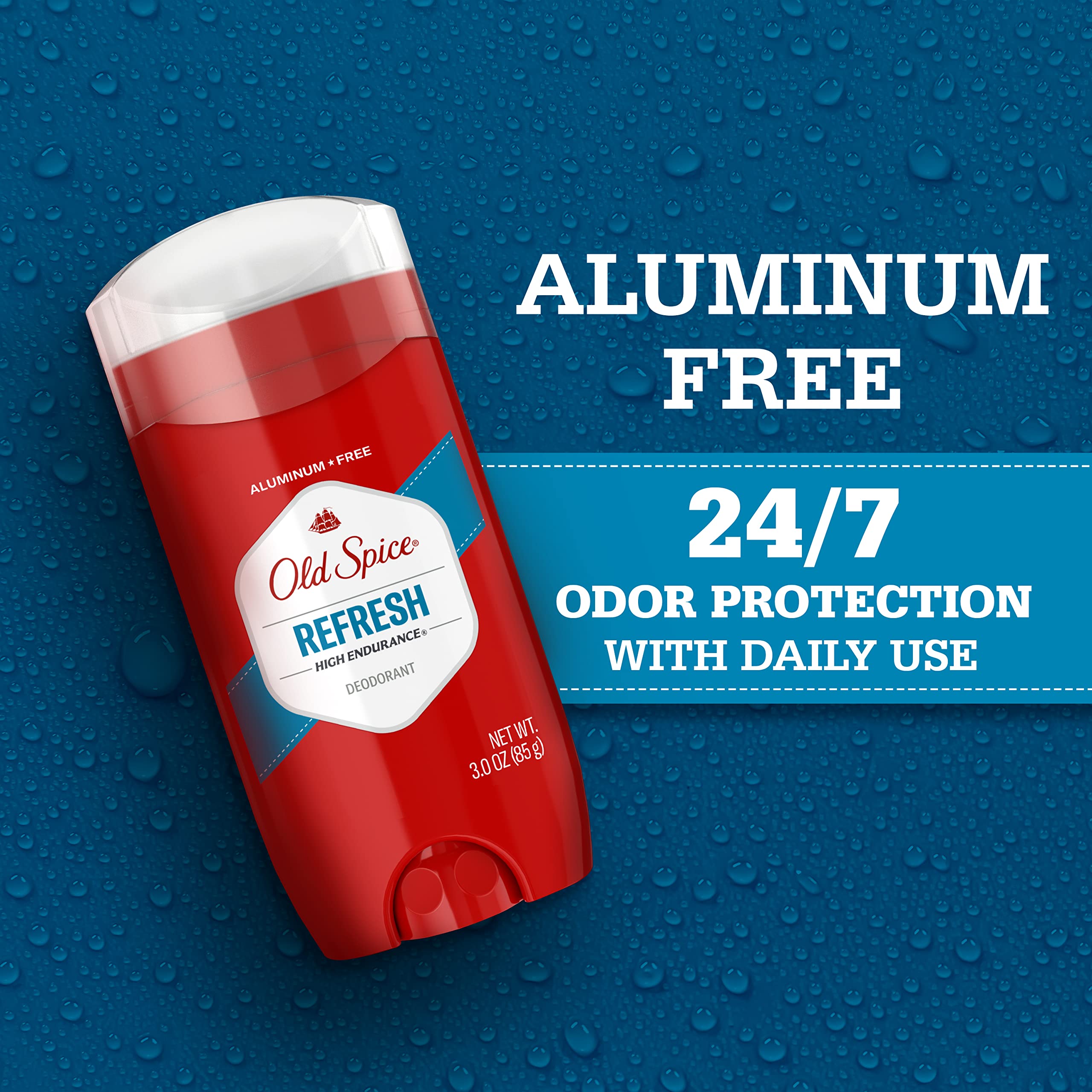Old Spice Aluminum Free Deodorant for Men, High Endurance, 24/7 Lasting Freshness & Long Lasting Scent, 24/7 Advanced Sweat & Odor Protection, Fresh Scent, 3.0 oz (Pack of 2)