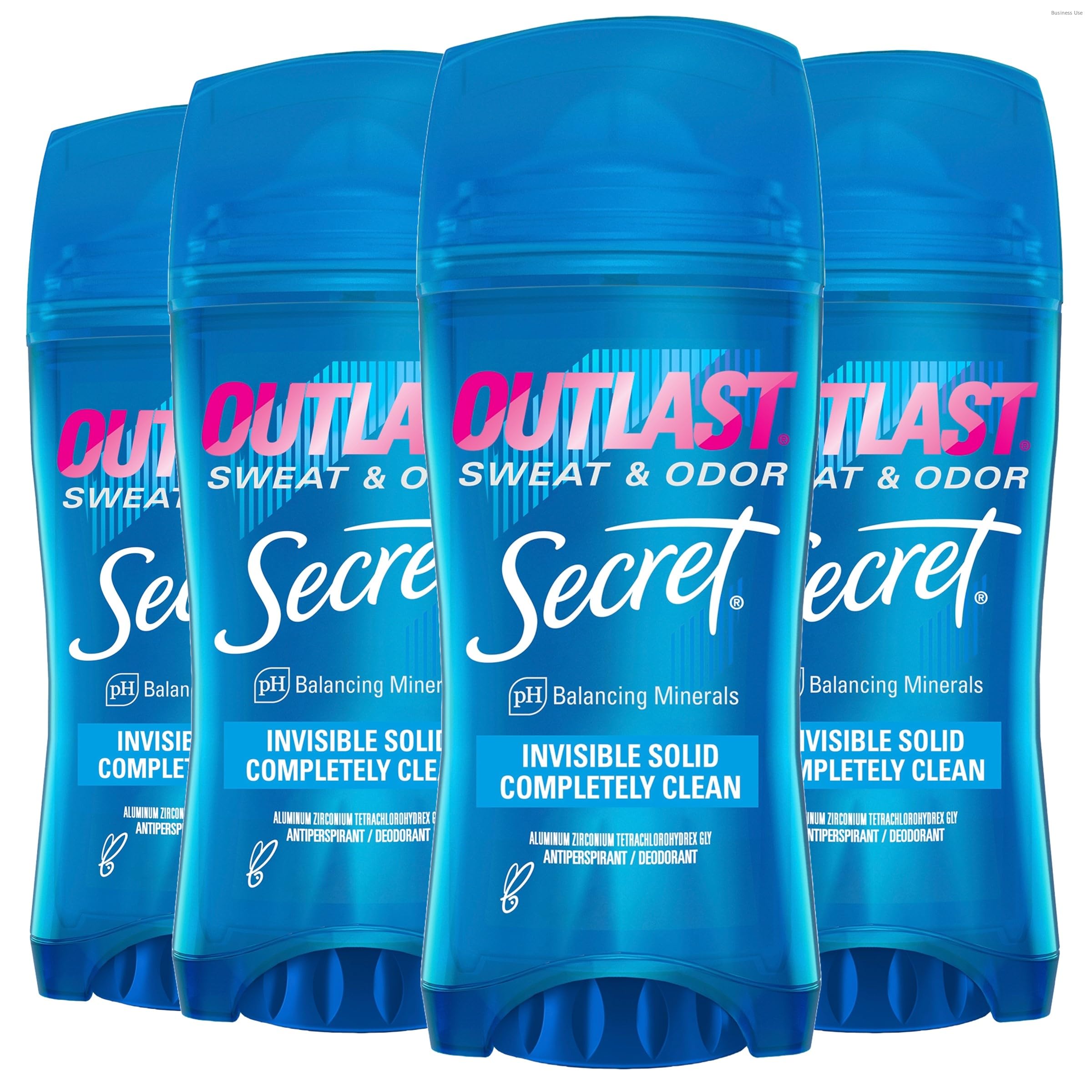 Secret Outlast Antiperspirant Deodorant for Women, 72hr Sweat & Odor Protection, PH Balancing Minerals, Invisible Solid, Completely Clean Scent, 2.6 oz (Pack of 2)
