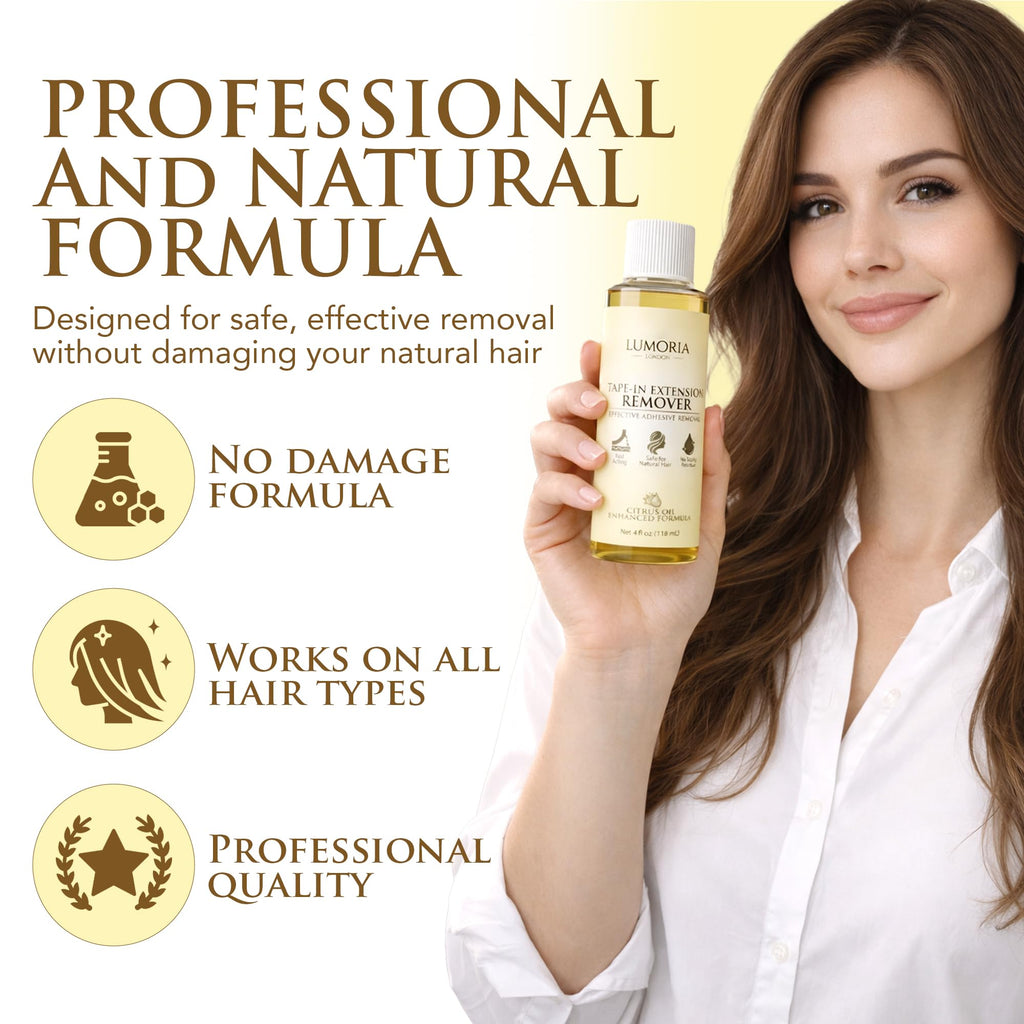 Tape in Extension Remover Spray, Fast Acting Wig Glue Remover & Adhesive Residue Hair Glue Remover, Lace Wigs, Hairpieces & Double Sided Extension Tape in Remover, Gentle on Skin, 4oz/118ml