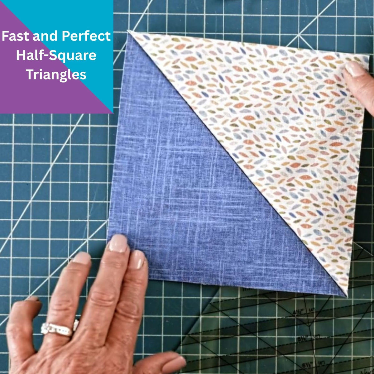 New Leaf Stitches Clearly Perfect Slotted Trimmer — Acrylic Quilting Ruler for Half Square Triangles & HST Cutting — Slotted Quilting Ruler for Strip Piecing, Block Construction & Accurate Trimming