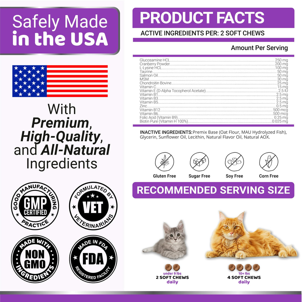 Cat Multivitamin Chews - Cat Vitamins and Supplements - Taurine & Lysine