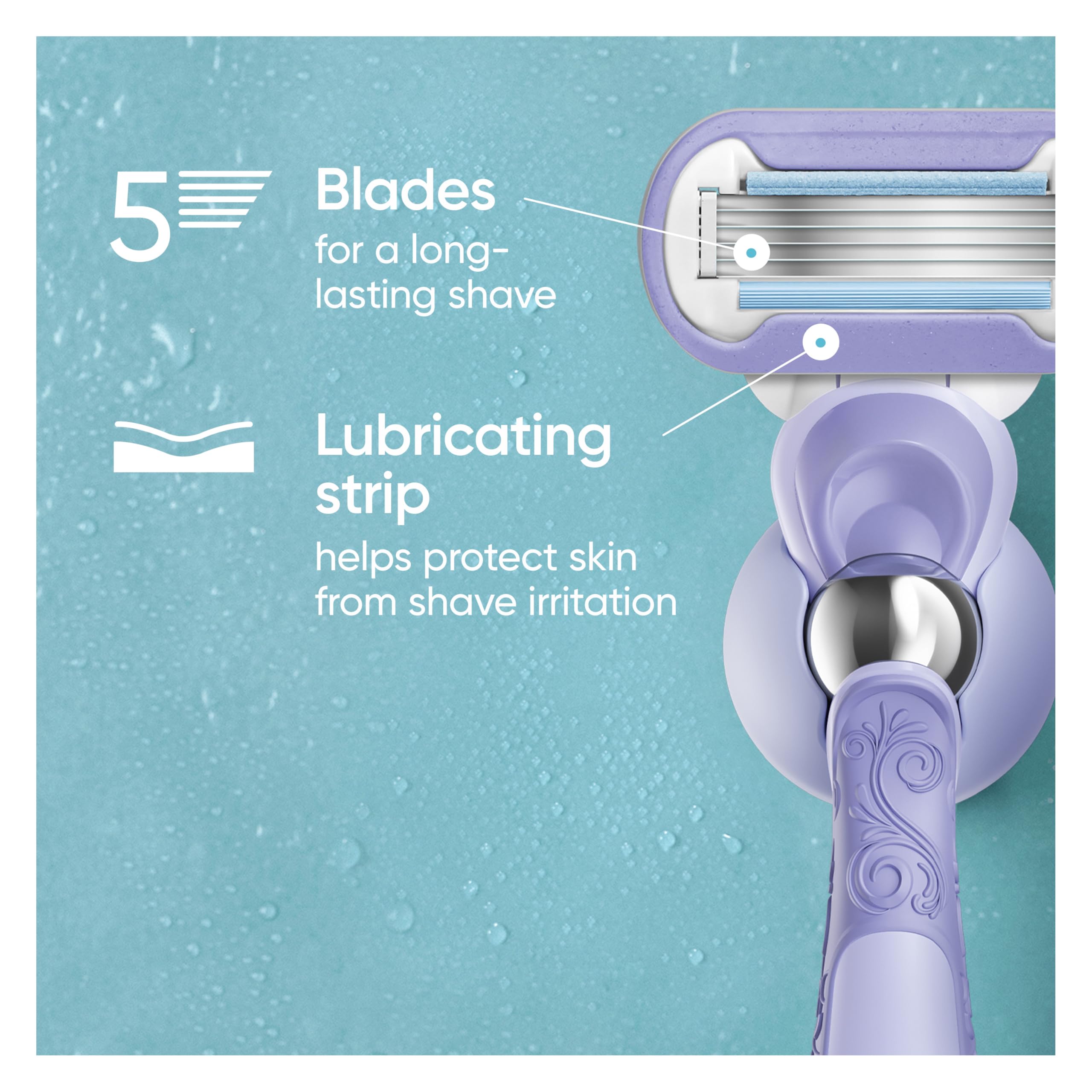 Gillette Venus Deluxe Smooth Swirl Womens Razor Blade Refills, 6 Count, Moisture Ribbon to Protect Against Irritation