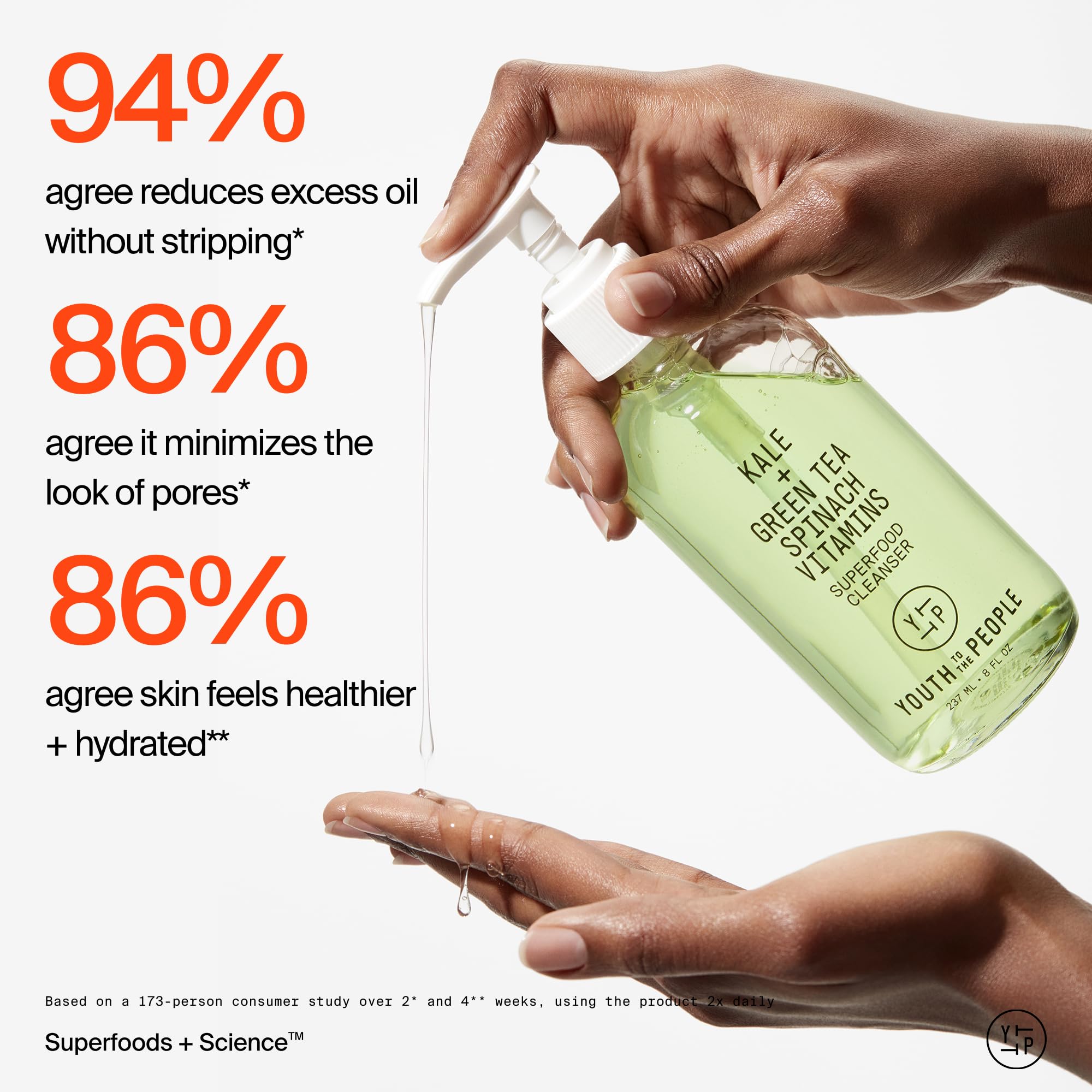 Buy now Youth To The People Superfood Facial Cleanser - Kale + Green Tea Daily Face Wash, Gentle Makeup Remover, with Soothing Antioxidants for Glowing Skin, pH Balance, Clean Pores, Sulfate-free, Refillable at indiglob india