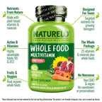 NATURELO Multivitamins for Teenage Girls/Boys, 180 Capsules | Whole Food Multivitamin with Minerals, Non-GMO, Vegetarian
