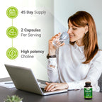 Nested Naturals Choline Bitartrate 500mg Per Serving - High Potency Choline Supplements - Supports Prenatal Maternal & Fetal Health During Pregnancy* - 100% Vegan & Non-GMO - 2-Pack (180 Capsules)