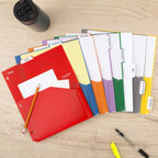Five Star 8-Tab Binder Pocket Dividers, Plastic Tabbed Divider with Pocket, 9-3/4" x 11", 3-Hole Punched, 8 Count, Assorted Colors (201590)