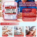 400 Pieces All-Purpose First Aid Kit, Organized Dual-Layer Wall