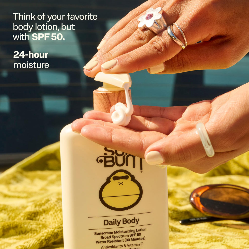 Sun Bum Daily SPF 50 Sunscreen Body Lotion - Broad Spectrum Moisturizing Sunscreen with Vitamin E - Vegan and Hawaii 104 Act Compliant (Without Octinoxate & Oxybenzone) - 8 oz (Pack of 2)