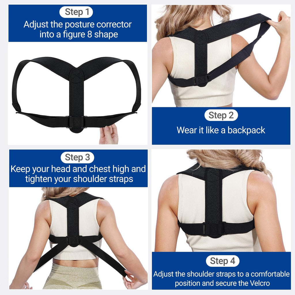 Posture Corrector for Women & Men, Adjustable Upper Back Brace Straightener