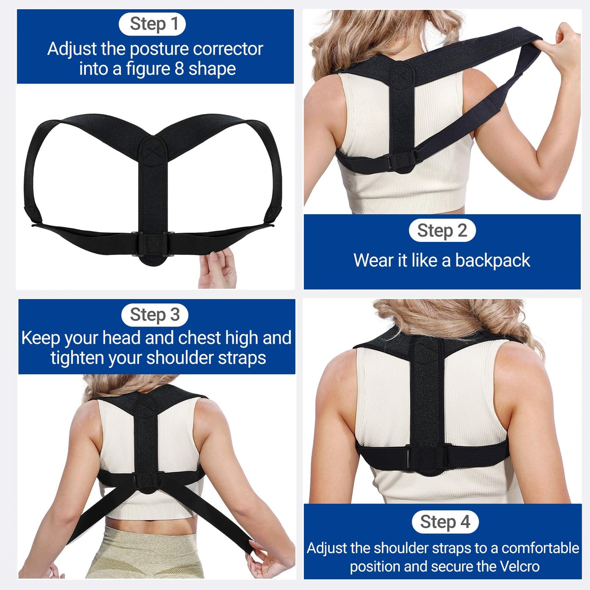 Posture Corrector for Women & Men, Adjustable Upper Back Brace Straightener