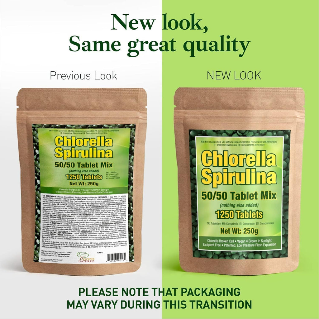 Buy now Good Natured Premium Spirulina and Chlorella Capsules 1,250 Tablets, Non-GMO, Vegan Organic Chlorella Tablets, Sunlight Grown, Cracked Cell Wall, High Protein, Heavy Metal Detox at indiglob india