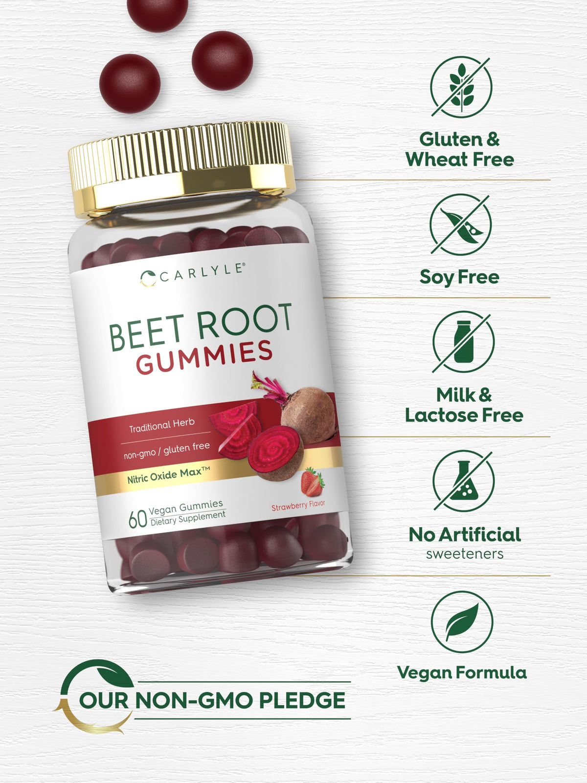 Carlyle Beet Root Gummies | 60 Count | Strawberry Flavor