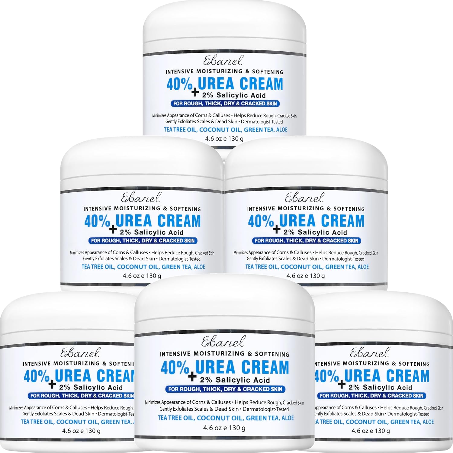 Buy now Ebanel Urea Cream 40% plus Salicylic Acid 2%, Foot Cream for Dry Cracked Heels Feet Knees Elbows Hands, Foot Dead Skin Cuticle Callus Remover Toenail Softener, Keratolytic Skin Barrier Repair 4.6 Ounce (Pack of 6) at indiglob india