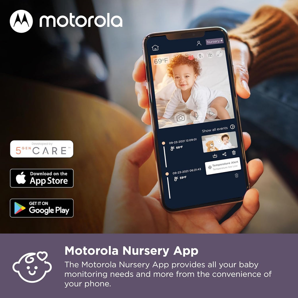 Buy now Motorola Baby Monitor VM36XL, Portable WiFi Video Baby Monitor with HD Camera and Touchscreen Display, Connects to Smart Phone App, 1000ft Range, 2-Way Audio at indiglob india