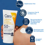 CeraVe Hydrating Mineral Sunscreen SPF 50 Face Sunscreen, Travel Size 2.5oz | Face Sunscreen with Zinc Oxide, Titanium Dioxide, Hyaluronic Acid, & Niacinamide For Broad Spectrum Protection